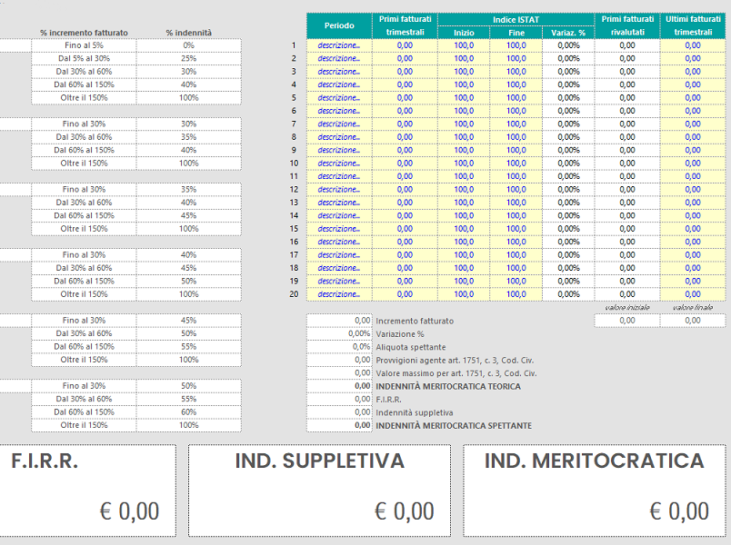 Excel calcolo indennità agenti, leasing, IRPEF e altro Dashboard360